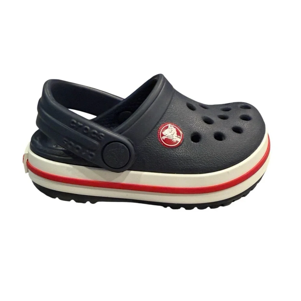 Crocs Crocband Clog T Toddler Size C4 Navy Blue Red White‎ 207005-485